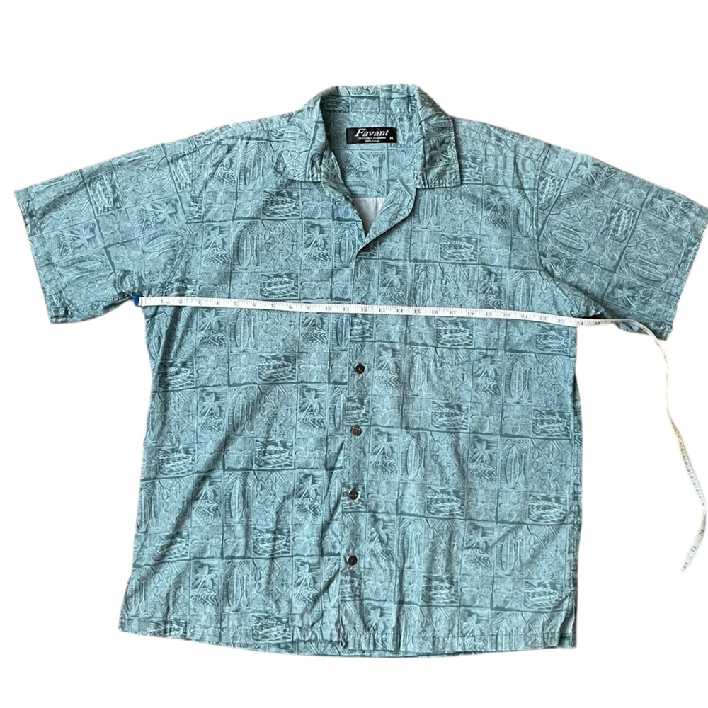Men’s‎ Favant Blue Hawaiian Surfboard Print Button Down Shirt XL Beach Resort - Picture 5 of 9
